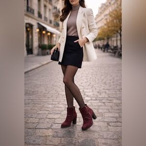 Burgundy Suede ankle boots  40 eu 9.5 US EUC